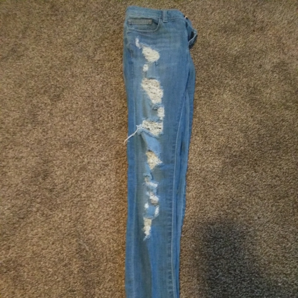 Ripped blue jeans
